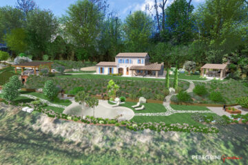 Ristrutturazione giardino del casale in campagna rendering 3D