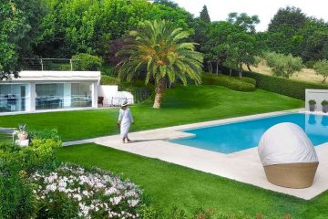 Veranda, piscina,, giardino, moderno giardino, lusso