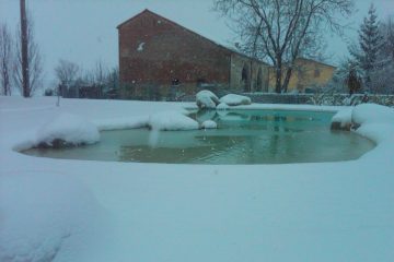 natural swimming pool in winter