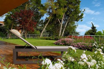 Green roof, garden, furniture, lawn, borders