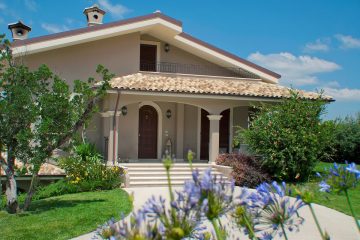 villa, entrance, plant collection